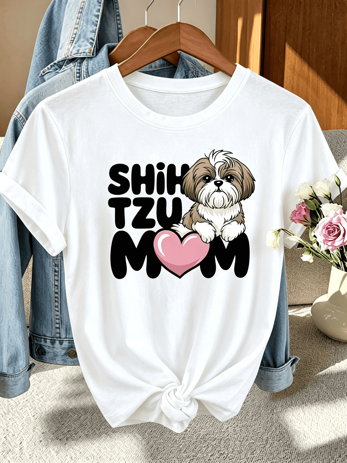 Shih Tzu Mom Tee Women Funny Cute Pet Owner Unisex T-Shirt
