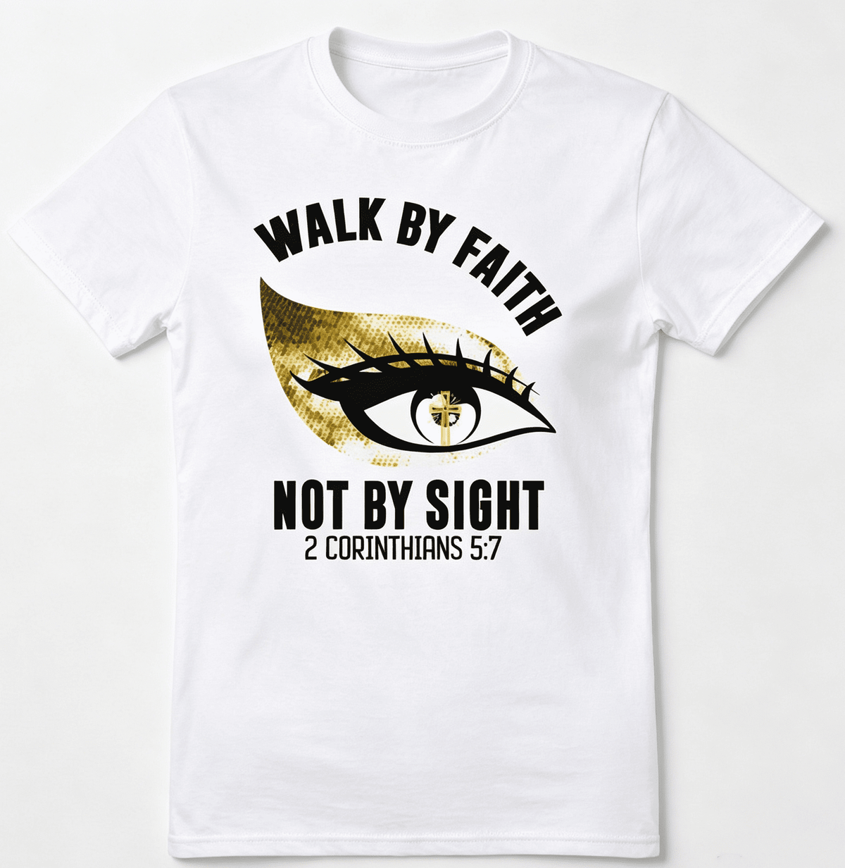 Walk By Faith Not By Sight Women's Christian Faith T-shirt Crew Neck Short Sleeve Tees Casual Women Clothing