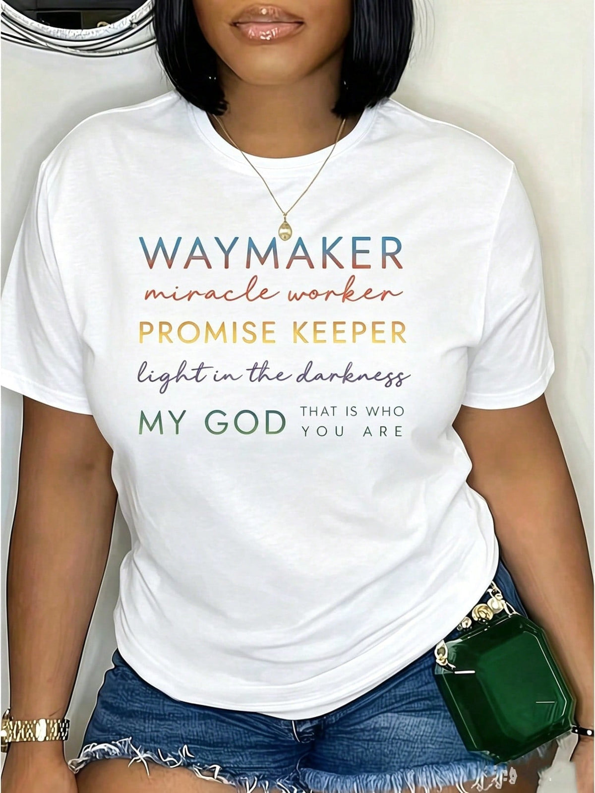 Waymaker Miracle Worker Promise Keeper T-Shirt Women Christian Faith Tee
