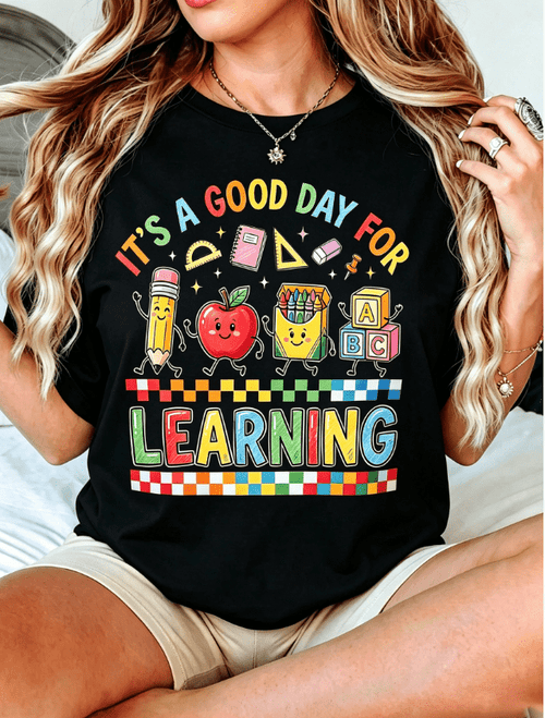 Women ¡°It's A Good Day For Learning¡± Letter Print Graphic T?Shirt Women Casual Everyday Top Tees teacher t shirt Women Clothing