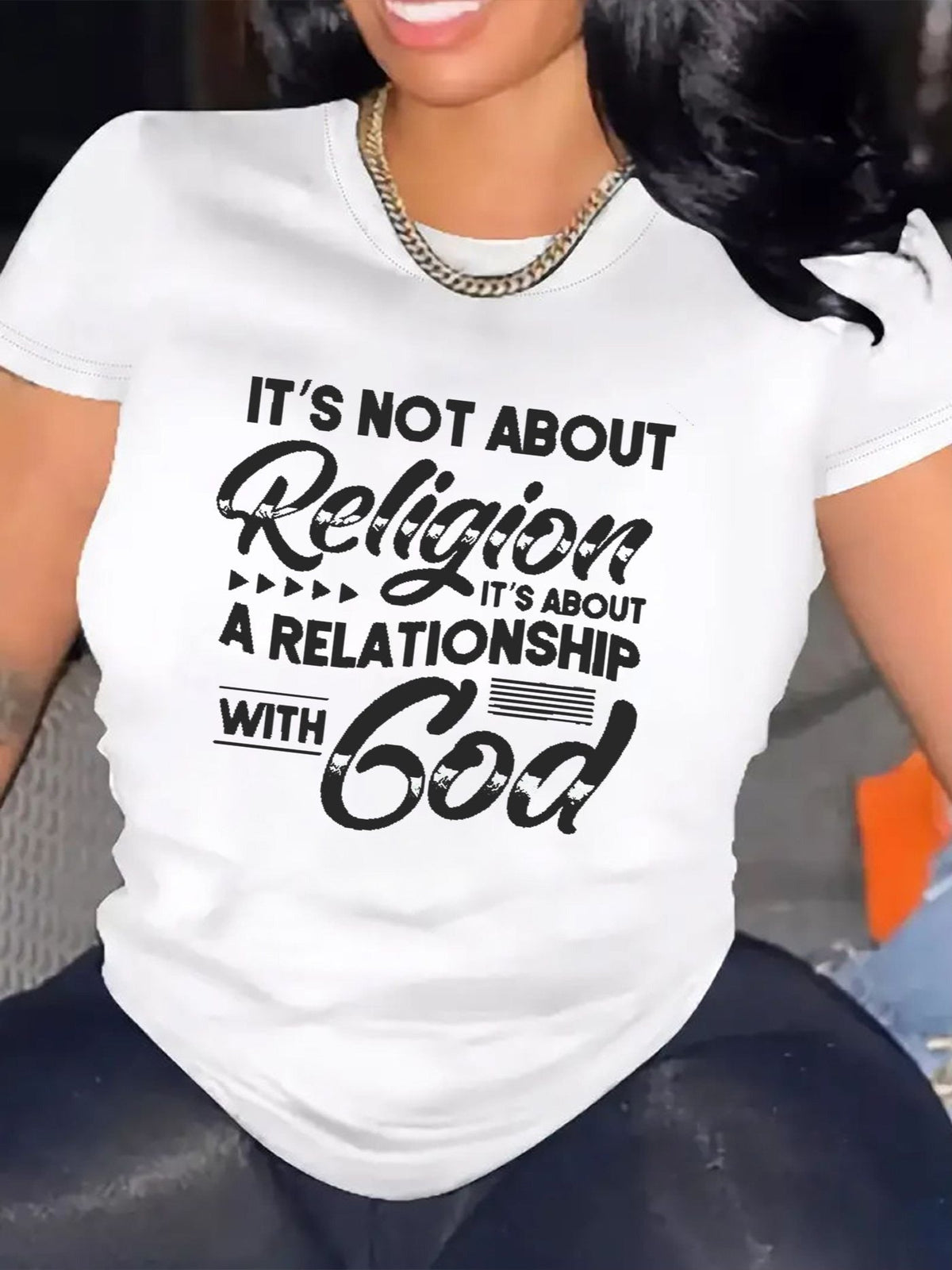 Women's Christian T-Shirt, It's Not About Religion Relationship With God Graphic Tee, Faith Shirt