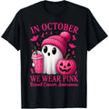 Women's Casual Halloween "In October We Wear " Ghost Graphic Tee