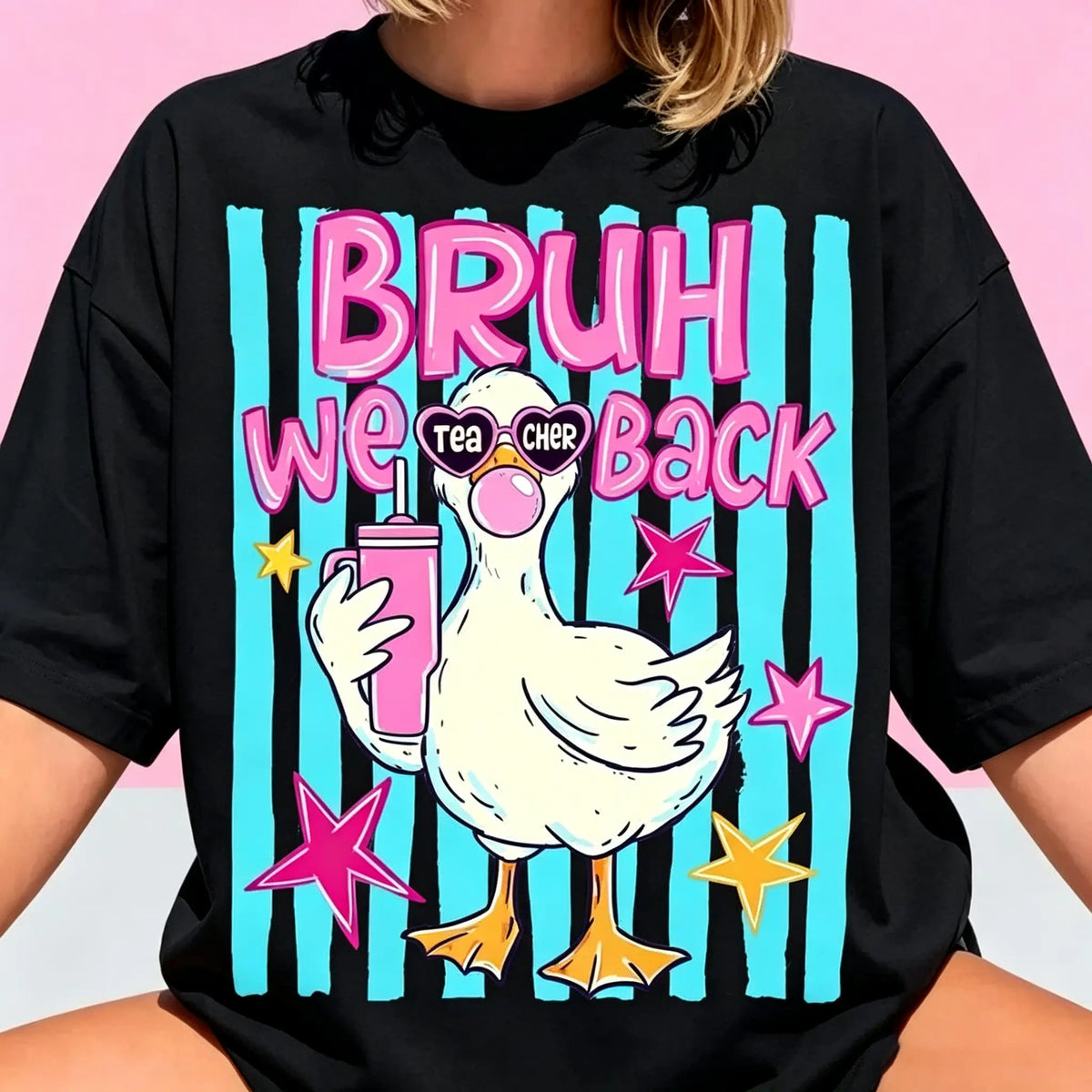 Bruh We Back Teacher Shirt, Funny Goose Teacher Tee, Back To School Graphic T-Shirt