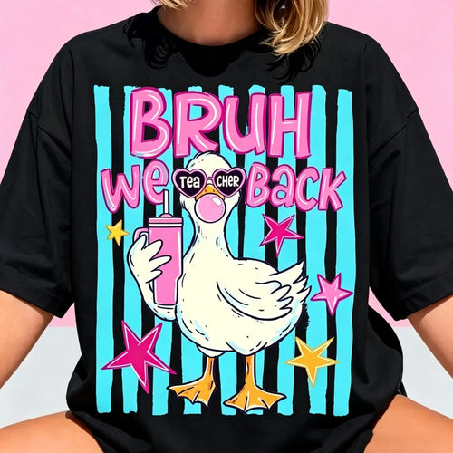 Bruh We Back Teacher Shirt, Funny Goose Teacher Tee, Back To School Graphic T-Shirt