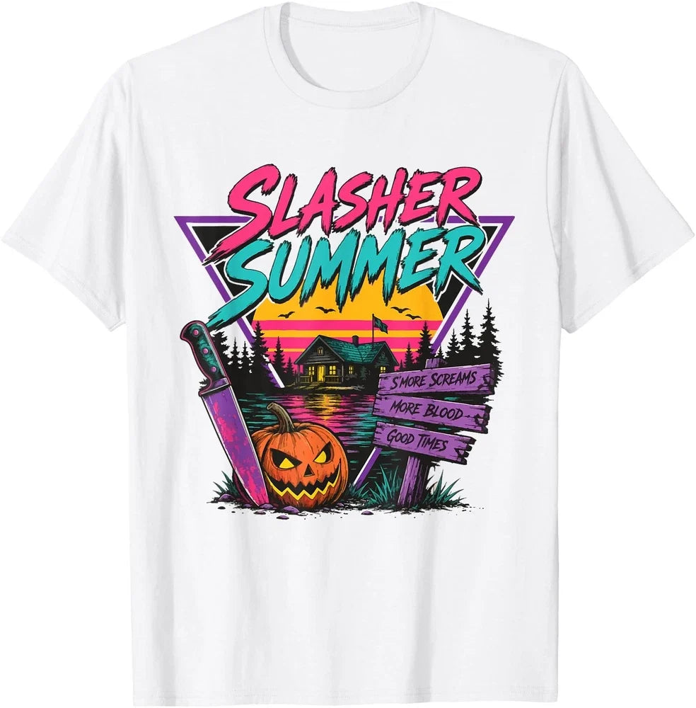 Vintage Summerween Slasher Summer Spooky Camp Halloween Cute T-Shirt