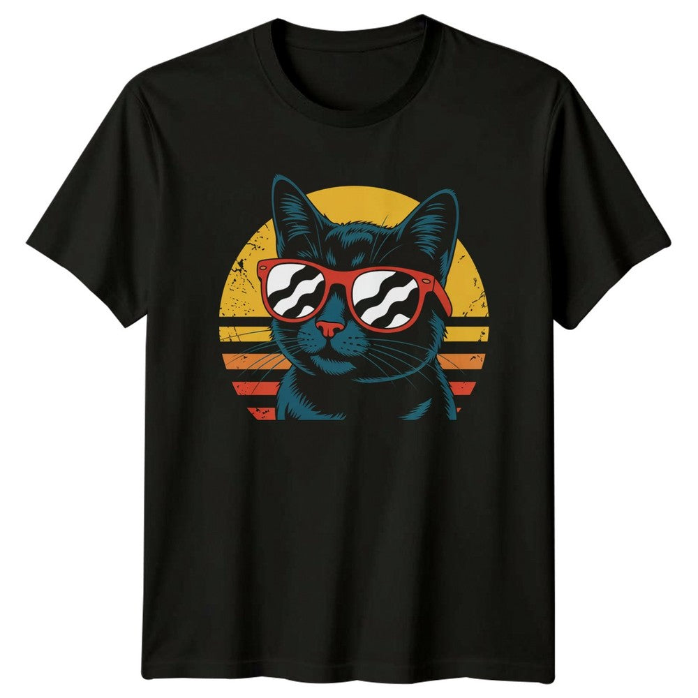 Cool Cat Sunglasses T-Shirt Retro Cat Cat Lovers  For Him And Her