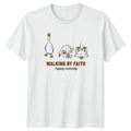 Walking By Faith Tripping Constantly T-Shirt Christian Humor Animal Comedy